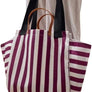 Magalis Sorali Tote Bag – Maroon Stripes | Sophisticated Striped Fabric Tote, Dual Handles, Large Capacity