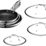HexClad Hybrid Nonstick 6-Piece Fry Pan Set, 8, 10, and 12-Inch Frying Pans with Tempered Glass Lids, Stay-Cool Handles, Dishwasher-Friendly, Induction Ready, Compatible with All Cooktops
