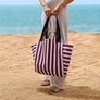 Magalis Sorali Tote Bag – Maroon Stripes | Sophisticated Striped Fabric Tote, Dual Handles, Large Capacity