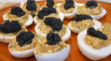 Deviled Eggs With Seaweed Pearls (Vegan Caviar)