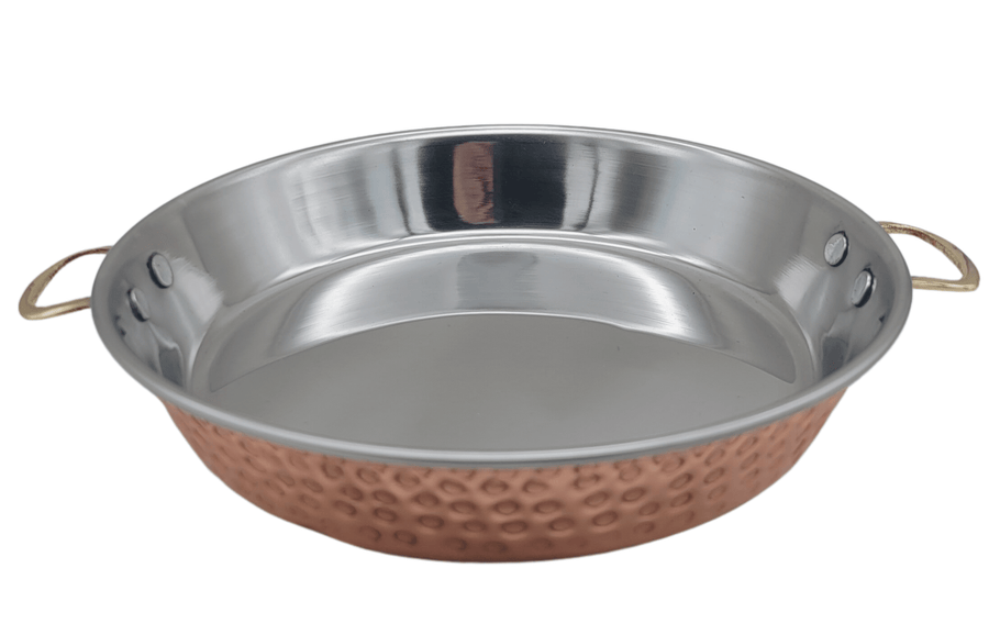 Handmade Hammered Red Copper Omelette Pan with Stainless Steel Core - 8.66 in