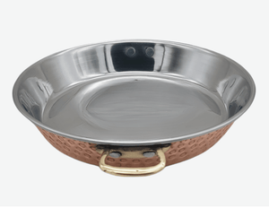 Handmade Hammered Red Copper Omelette Pan with Stainless Steel Core - 8.66 in
