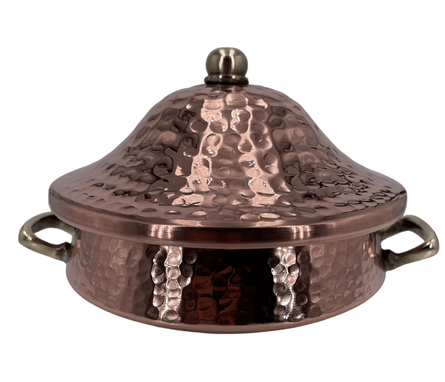 Handmade Hammered Red Copper Tajin with Stainless Steel Core - 6.7 Inch