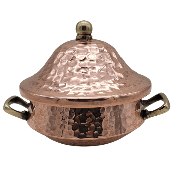 Handmade Hammered Red Copper Tajin with Stainless Steel Core - 6.7 Inch
