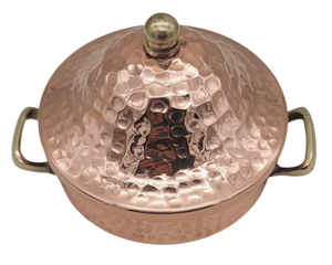 Handmade Hammered Red Copper Tajin with Stainless Steel Core - 6.7 Inch