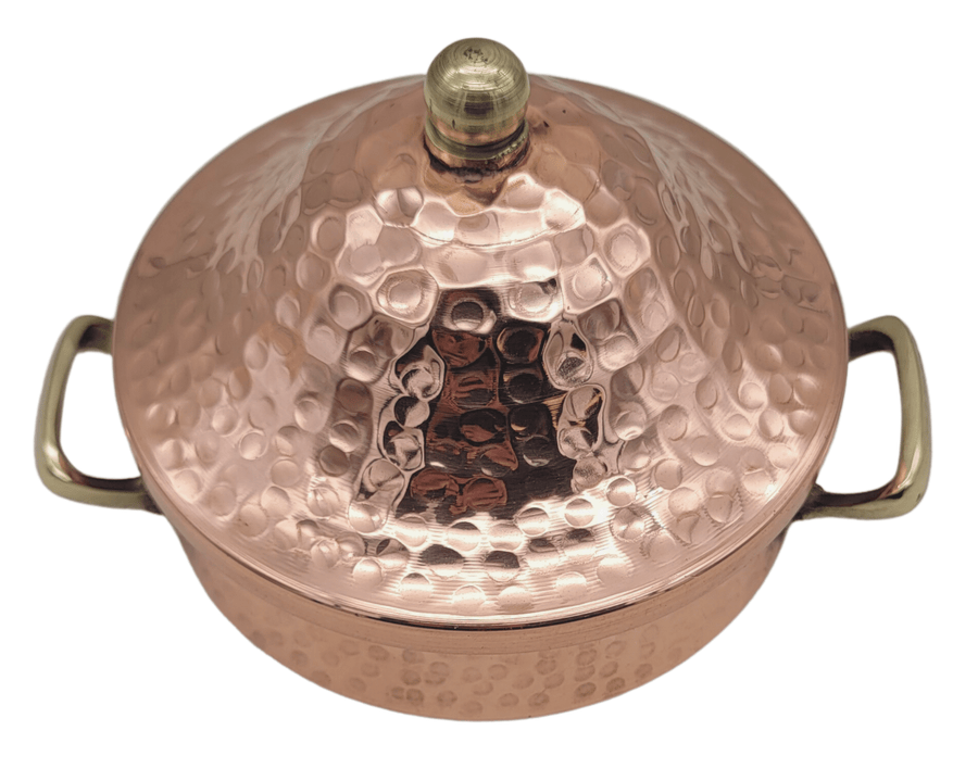 Handmade Hammered Red Copper Tajin with Stainless Steel Core - 6.7 Inch