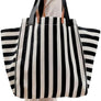 Magalis Sorali Tote Bag – Black Stripes | Elegant Striped Beach Tote, Dual Handles, Spacious Canvas Design