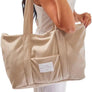 Magalis Corduroy Beach Tote Bag – Beige | Soft Corduroy Fabric, Large Capacity, Outer Pocket, Durable Shoulder Bag for Women & Men