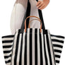 Magalis Sorali Tote Bag – Black Stripes | Elegant Striped Beach Tote, Dual Handles, Spacious Canvas Design