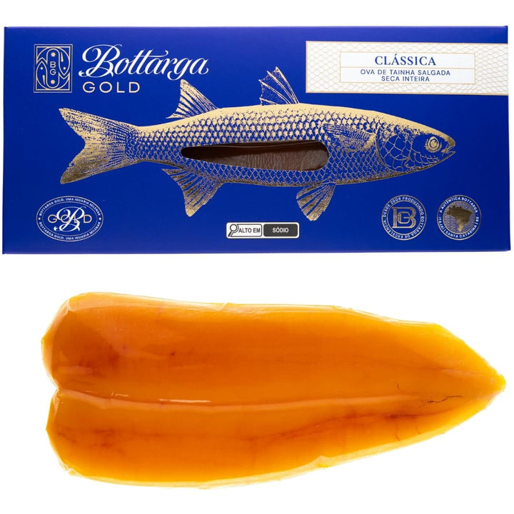 Bottarga Gold - Bottarga di Muggine - Dried Mullet Fish Roe - Italian Bottarga Style - Made From Wild Caught Mullet Fish from St. Cathrina 3.5 oz - Recipe Book Included