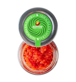 BESPHERE Sriracha Hot Sauce Pearls – Spicy & Flavorful Spheres – Ideal for Sushi, Woks, Pasta & Grilled Meats – Heat-Resistant – Gluten-Free – 50g
