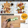 Bamboo Cheese Board and Knife Set - 12x8 inch Charcuterie Board with Magnetic Cutlery Storage - Wood Serving Tray with Handle