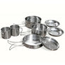 Mayitr 8Pcs Stainless Steel Outdoor Camping Picnic Pot Pan Kit Camping Backpacking Hiking Cookware Set High quality