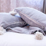 KENZADI Moroccan Handmade Pompom Blanket, Throw Blanket, Pom Pom Blanket, Boho Blanket, Bed Cover, Warm Blanket, Cozy Blanket (Grey with pom White, King (U.S. Standard))