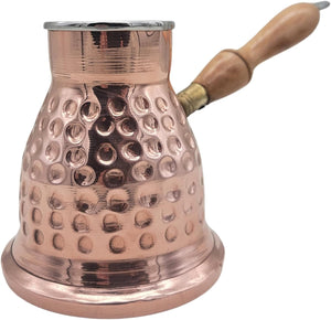 Kenouz Handmade Hammered Red Copper Turkish Coffee Maker - 2 Cups, Stainless Steel Core