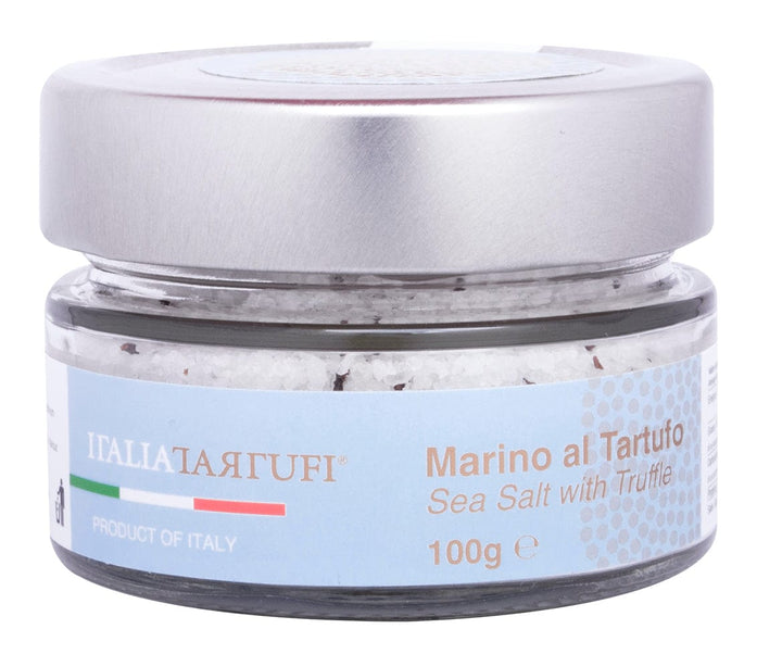 Italia Tartufi - Sea Salt with Dried Summer Truffle 3.52 oz [100 gm] Glass jar- Gourmet Salt Imported from Italy