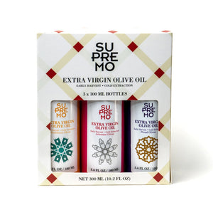 SUPREMO - Extra Virgin Olive Oil - Variety Pack of 3 x 100 ML Bottles for Ultimate Culinary Delight - Imported from Spain