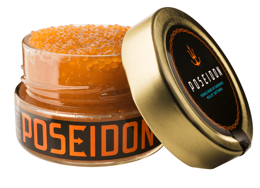 Poseidon - Caviar Pearls of Bottarga 3.5 oz [100 g] Made from Deluxe Bottarga of Sardinia [Italy] [Premium Caviar Alternative] Kosher