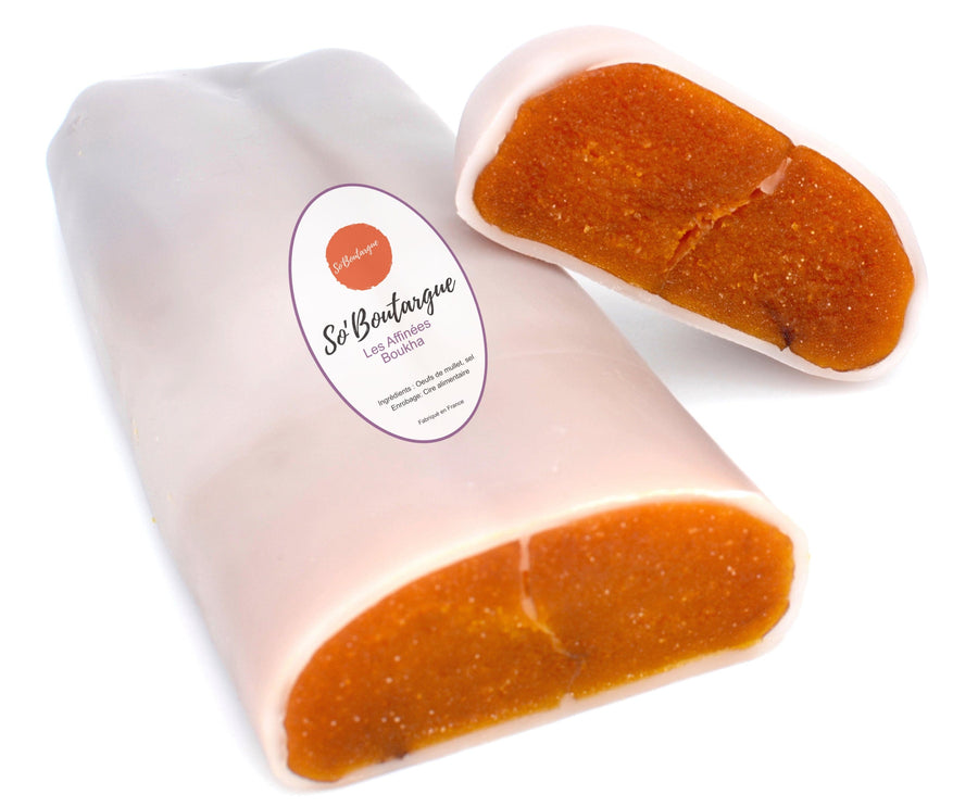 So'Boutargue Kosher Bottarga Made in France - Infused With Boukha fig liquor - Beeswax Coat 5.29 ~ 7 oz - Duke's Gourmet